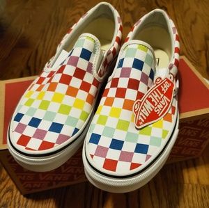Rainbow checkered Van's, size 8